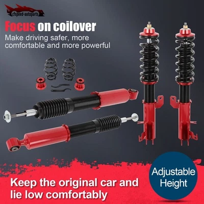 Red Coilovers Struts Shocks Suspension Kits Adj Height For 2009-2014 Honda Fit - Image 1 of 4