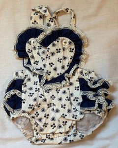 Vintage Baby Togs Mädchen 1-teiliges Outfit Strampler geraffter Rücken Kunststofffutter 12 Monate? - Bild 1 von 13