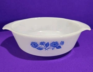 Vtg Anchor Hocking Fire-King Blue Cornflower 1 Quart Casserole Dish NO LID USA - Picture 1 of 9