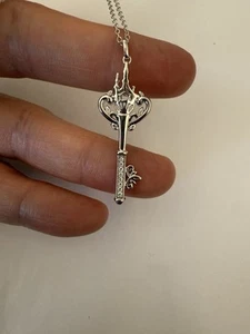 Disney Sterling Silver Cz Rapunzel Key Pendant - Picture 1 of 7