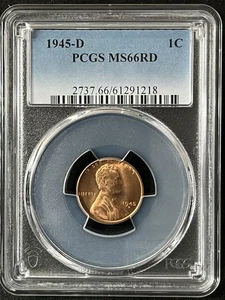 1945-D  1C RD Lincoln Wheat One Cent  PCGS MS66RD  61291218 - Picture 1 of 2
