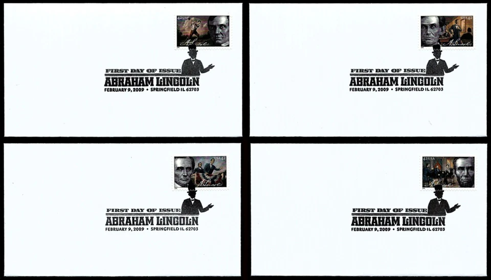 USA, SCOTT # 4380-4383, SET 4 FDC COVERS ABRAHAM LINCOLN READY FOR CACHET 2009 - Image 1 of 4
