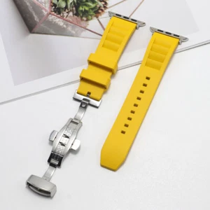 Fluororubber Butterfly Buckle Band For Apple Watch Ultra 49mm 8 7 SE 6 5 4 3 - Picture 1 of 24