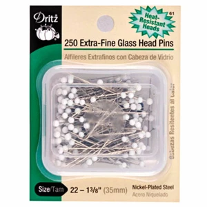 EXTRA FINE GLASS HEAD PINS ~ 250 Count ~ DRITZ ~ 1 3/8" Pins - Picture 1 of 1