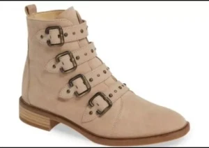 Paul Green Made In Austria Anne Bootie Studded Biker Suede 6.5 Coastal Western - Picture 1 of 12