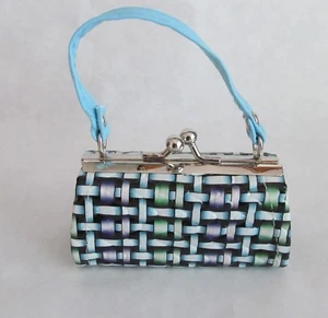 Blue Purse with Basket Weave Design Fits 18" American Girl Dolls - Picture 1 of 1