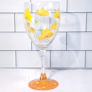 Handpainted Floral Design Wine Glass. NWOB - Picture 1 of 5