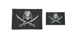 Predator Teschio Pirata Jolly Roger Bandiera Militare Ricamata Morale Toppa 2 pz - Foto 1 di 1
