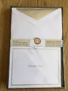 10 Blank White Gold Embossed Thank You Note Cards Set Stationery New Sealed Box - Picture 1 of 6