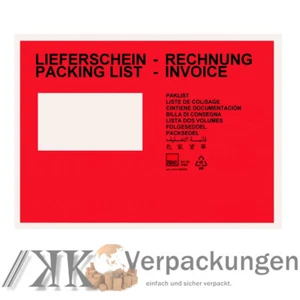 5000 C5 Lieferscheintaschen Dokumententaschen Rot Begleitpapiertaschen - Bild 1 von 1