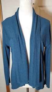Athleta Blue Long Sleeve Cardigan Cascade Front Boho Style Lounge Sz.M - Picture 1 of 8