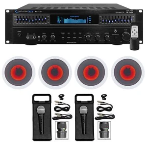 Technical Pro 1500w Home Karaoke Machine System+(4) 6.5" LED Ceiling Speakers - Picture 1 of 12