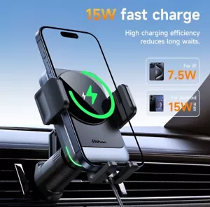 Hoco HW13 15W Wireless Car Charger with Fast Charging and Air Vent Clamp Mount - Picture 1 of 8