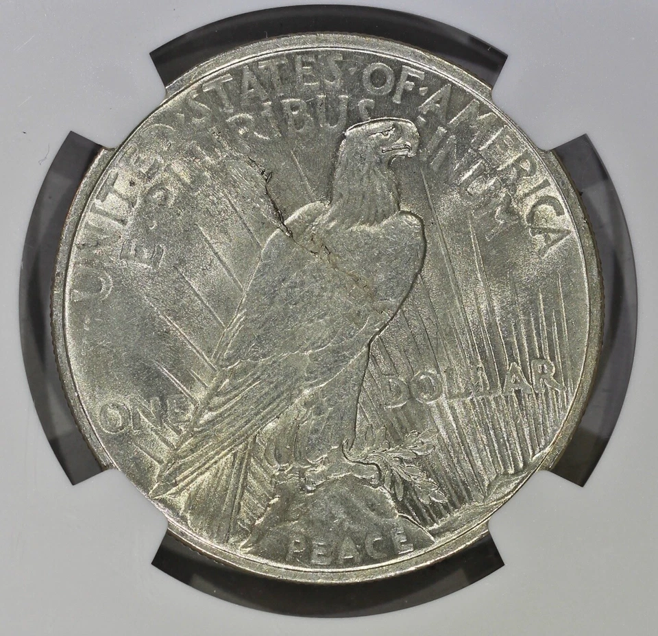 1924 $1 Silver Peace Dollar Obverse and Reverse Lamination Error NGC MS61 - Image 1 of 4