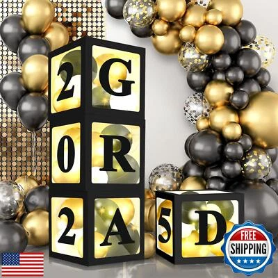 Ledido Graduation Decorations 2025, 4pcs Graduation Party Decorations Black B - Image 1 of 4
