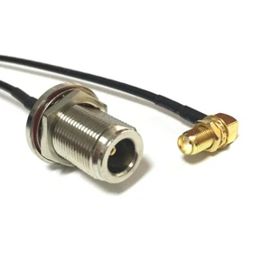 N Female Bulkhead to SMA Jack Nut Right Angle RF Jumper Cable RG174 20cm 8" - Picture 1 of 5