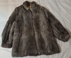 Vintage Berman’s France Rabbit Fur Coat Women's Long Sleeve Lined Size Medium - Picture 1 of 23
