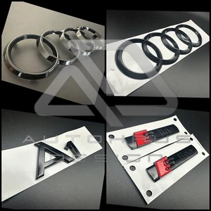 Gloss Black Badge Full Set Front And Rear Rings Fits Audi A1 S Line - Picture 1 of 1