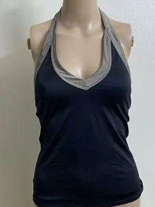 Victoria's Secret Women's Black Tankini Top Size S Gold Bronze Trim Swimwear - Picture 1 of 6