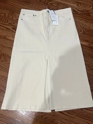 Proenza Schouler White Label Denim Midi Skirt Women's Size 4 Yellowish Color - Image 1 of 4