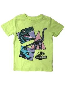 Jurassic Park Boys Neon Green Short Sleeve Dinosaur Tee Shirt T-Shirt - Picture 1 of 1
