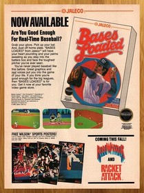 1989 Bases Loaded Nintendo NES Vintage Print Ad/Poster Baseball Video Game Art