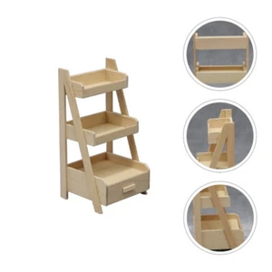 Miniature Wooden Storage Rack Flower Stand Rack Three-layer Mini House Supplies - Picture 1 of 12