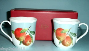 Lenox Orchard In Bloom Mug Set Of 2 Peach Blossom Scalloped Rim New in Box - Picture 1 of 2