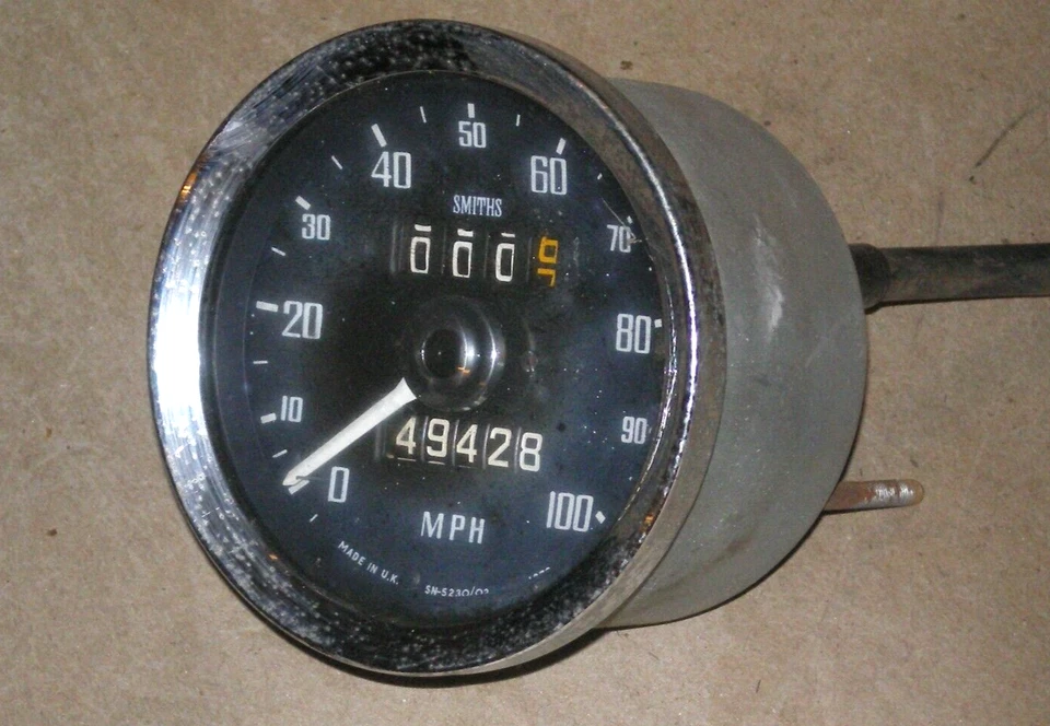 Velocímetro MG Midget Austin Healey Sprite con cable de reinicio SN 5230/02 Foto 1 de 1