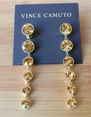 Vince Camuto Lineal Champagne Redondo Cristal Gotas IEwarrings Foto 1 de 2