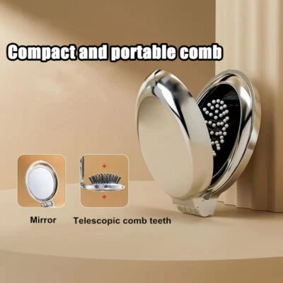 Portable Foldable Comb Air Cushion Comb Hair Massage Mirror Integrated Comb - Image 1 of 4