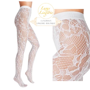 MORGAN TIGHTS by Wolford M Medium white Verführerisch floralesy Netz Design - Bild 1 von 3