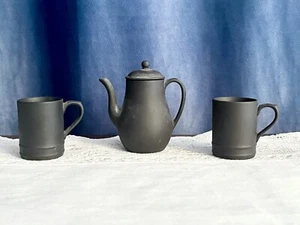 Darling Wedgwood Basalt Miniature Coffee Pot and Two Mugs - Picture 1 of 5