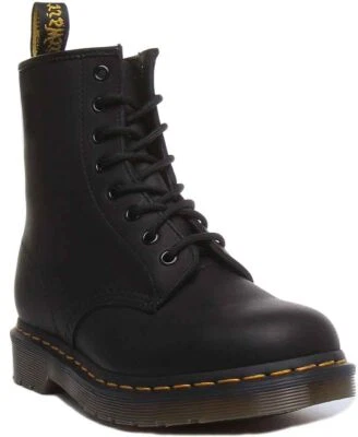 DR MARTENS Dr. Martens 1460 fettiger 8-Loch-Schnürschuh Freizeitkern in Schwarz Größe UK 3 – 12