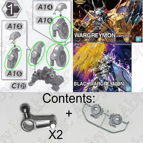 for Digimon Black Wargreymon Figure Rise Standard 2*Metal C3+Plastic A1-5+A1-6 Cover