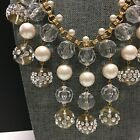 New KATE SPADE NY Pearl & Lucite Crystal BIB NECKLACE Chunky Gold PL H82zzo