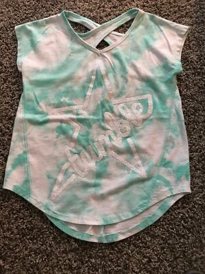 NWOT Girls 'TUMBLE' Silver Glitter on Mint & White  shirt Size 7/8 - Image 1 of 4