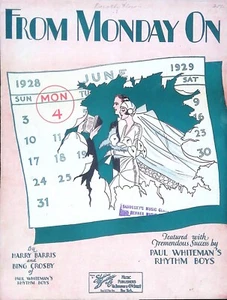 From Monday On Sheet Music Harry Barris Bing Crosby 1928 Fox Trot Wedding Art - Picture 1 of 3