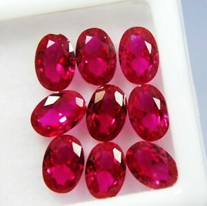 9 pcs Natural Red Ruby Loose Gemstone CERTIFIED Oval Shape 7x5 mm Lot