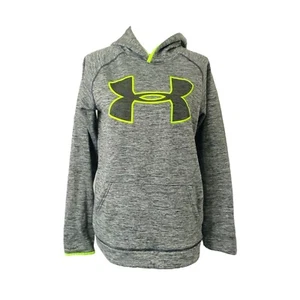Boy's XL Hoodie Under Armour Gray and Neon Green V-Neck Athletic - Picture 1 of 8