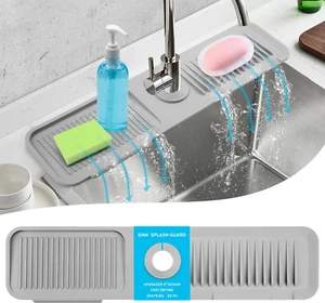 24"Longer Silicone Faucet Mat for Kitchen Sink,5° Slope Draining Mat Dish Soap S - Picture 1 of 12