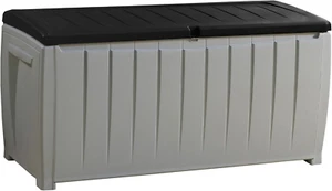 90 Gallon Outdoor Deck Box Storage Container Lockable Seat Patio Black/Gray - Picture 1 of 11