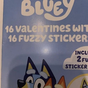 Tarjetas de aula Bluey Dog Día de San Valentín 16 unidades pegatinas difusas niños - Imagen 1 de 4