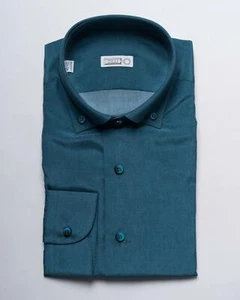 Zilli $1,950 NWT Sea Blue Roma Silk Cotton Slim Fit Dress Sport Shirt 43 17 US - Picture 1 of 4