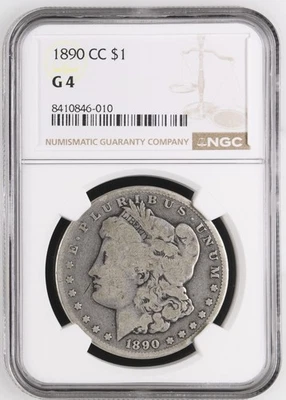 1890 CC Morgan Silver Dollar NGC GOOD G-4 - Image 1 of 2