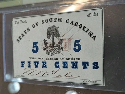 25 CENT "STATE OF SOUTH CAROLINA" 1800'S  "SOUTH CAROLINA" Cross Cut Cancelled - Image 1 of 2