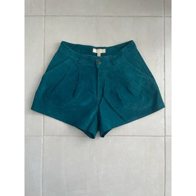 Pantalones Cortos I Love H81 Mujer Talla 24 Forever 21 Cintura Alta Gamuza Plisado Verde azulado DEFECTUOSOS Foto 1 de 4