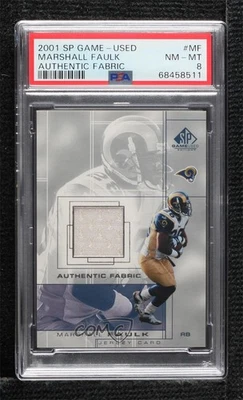 2001 SP Game Used Edition Authentic Fabric Marshall Faulk #MF PSA 8 HOF - Image 1 of 2