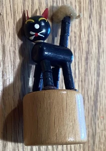 Vtg Black Cat Mini Dancing Push Toy 3” Italy - Picture 1 of 4