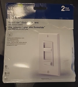 2er Pack Leviton SureSlide Schiebedimmer mit voreingestelltem Schalter weiß *390 - Bild 1 von 7